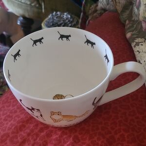 Cat Patterned White Mug By PORTOBELLO
